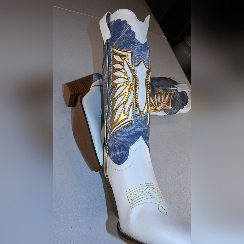 ARiderGirl Eagle Wing Lady's Size 6 Mid-Calf Boots Stacked Leather Heel Western. - Picture 10 of 16